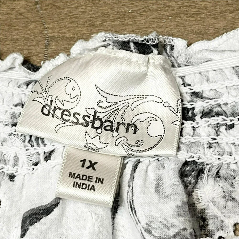 Dressbarn Floral Eyelet Top 1X Puff Sleeve Fairy Bloomcore Boho Cotton - Picture 3 of 8
